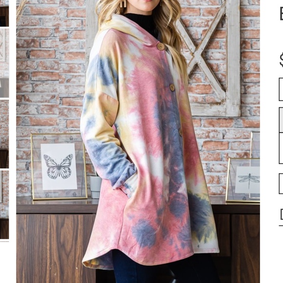 🎄 HEIMISH USA “ Marion “ HEIMISH Tie Dye Cardigan with Pockets 38 - Picture 5 of 7